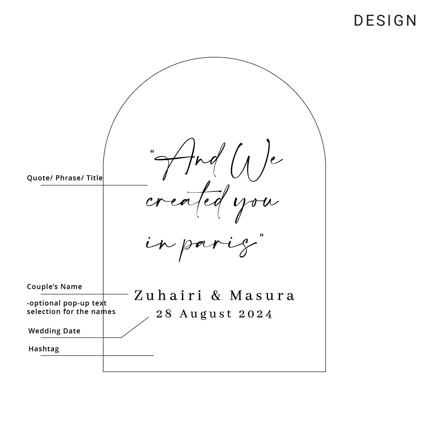 Wedding Welcome Sign - And We Created You in Pairs