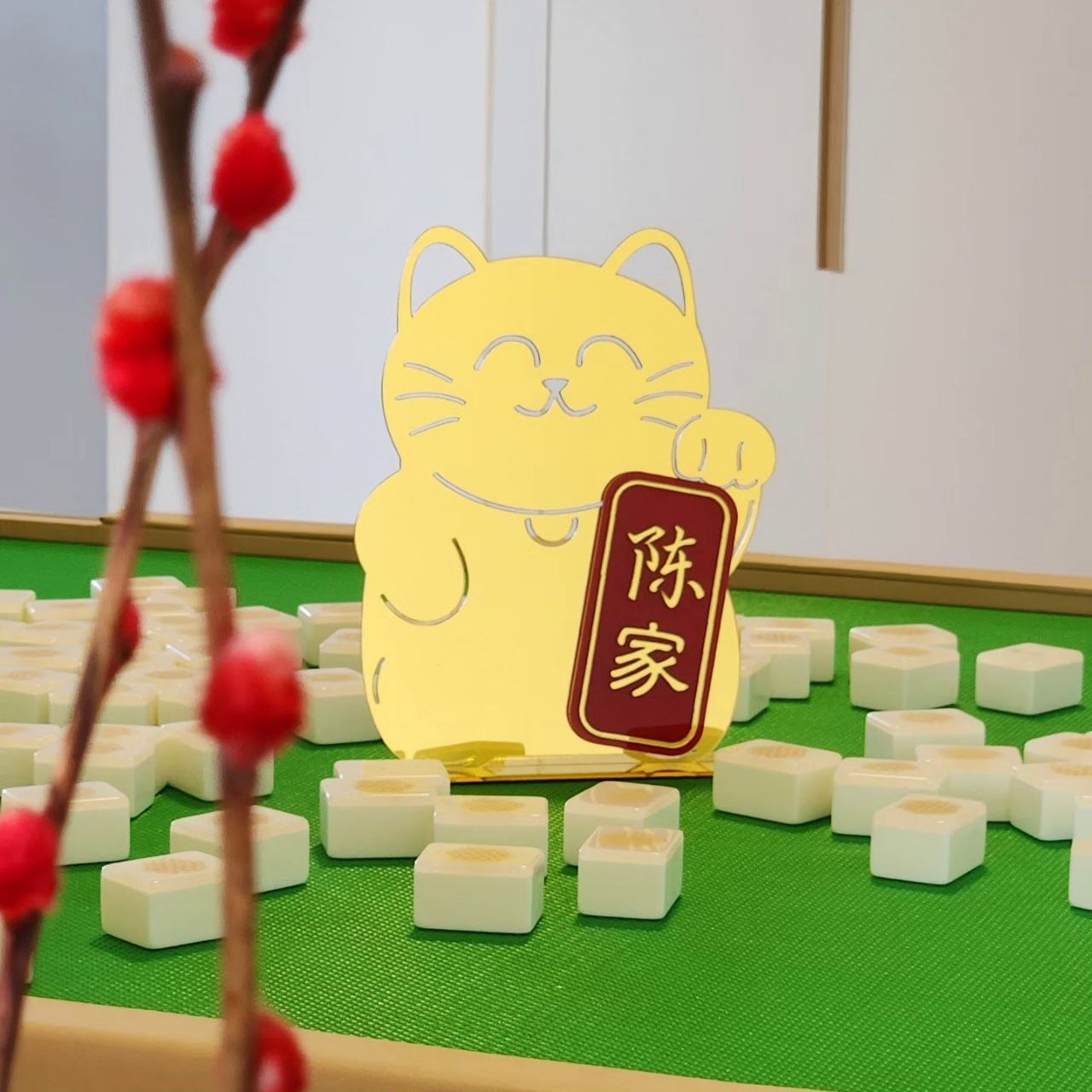 Personalized chinese new year fortune cat chinese family surname