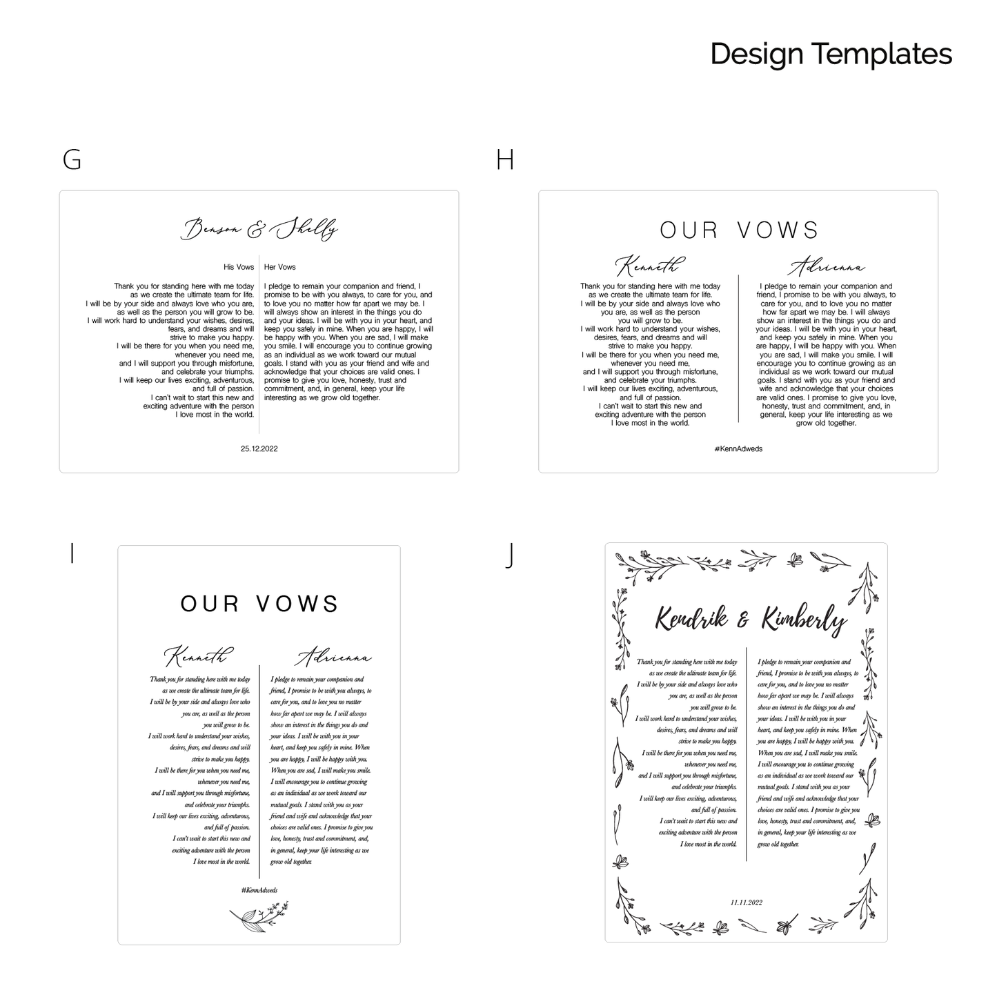 A4 Vow Boards - Clik Clok