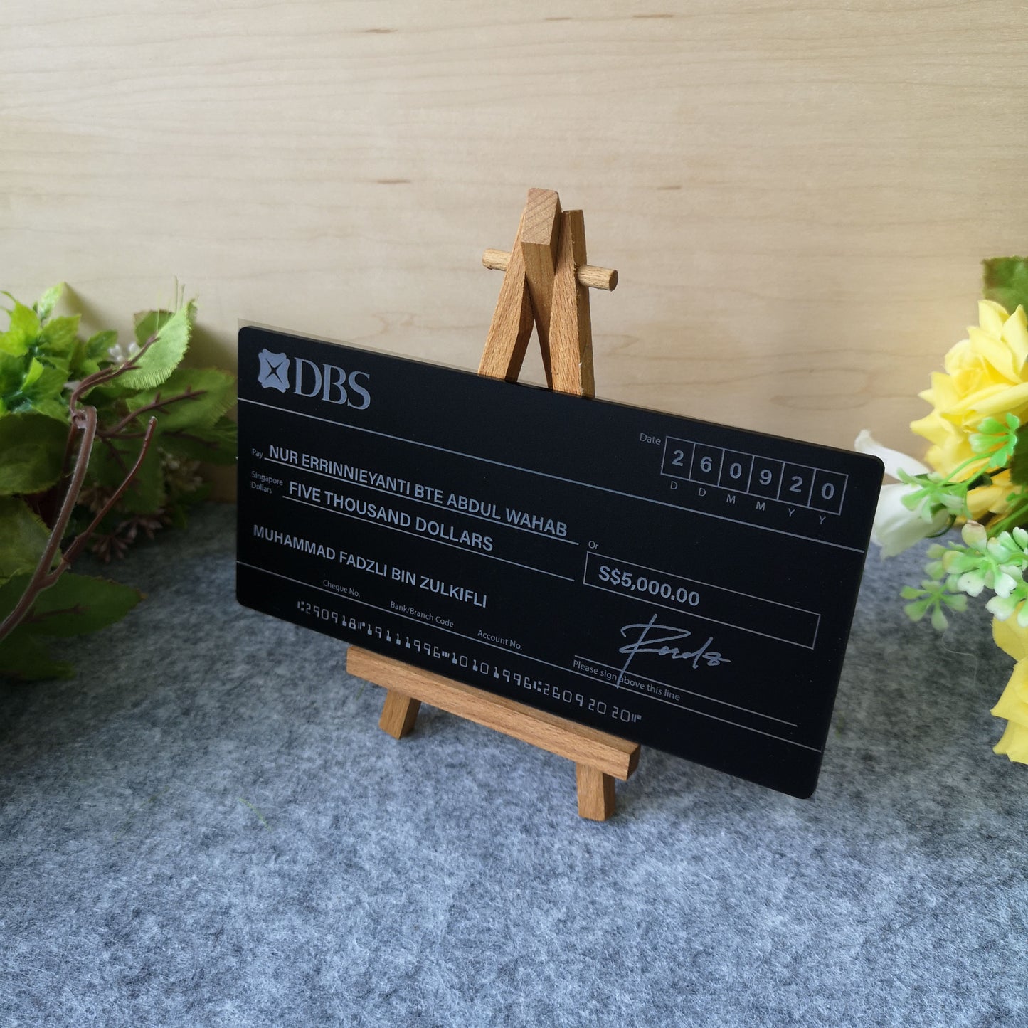 Mock Up Wedding Cheque (Classic Matte Black - Grey Text) - Clik Clok