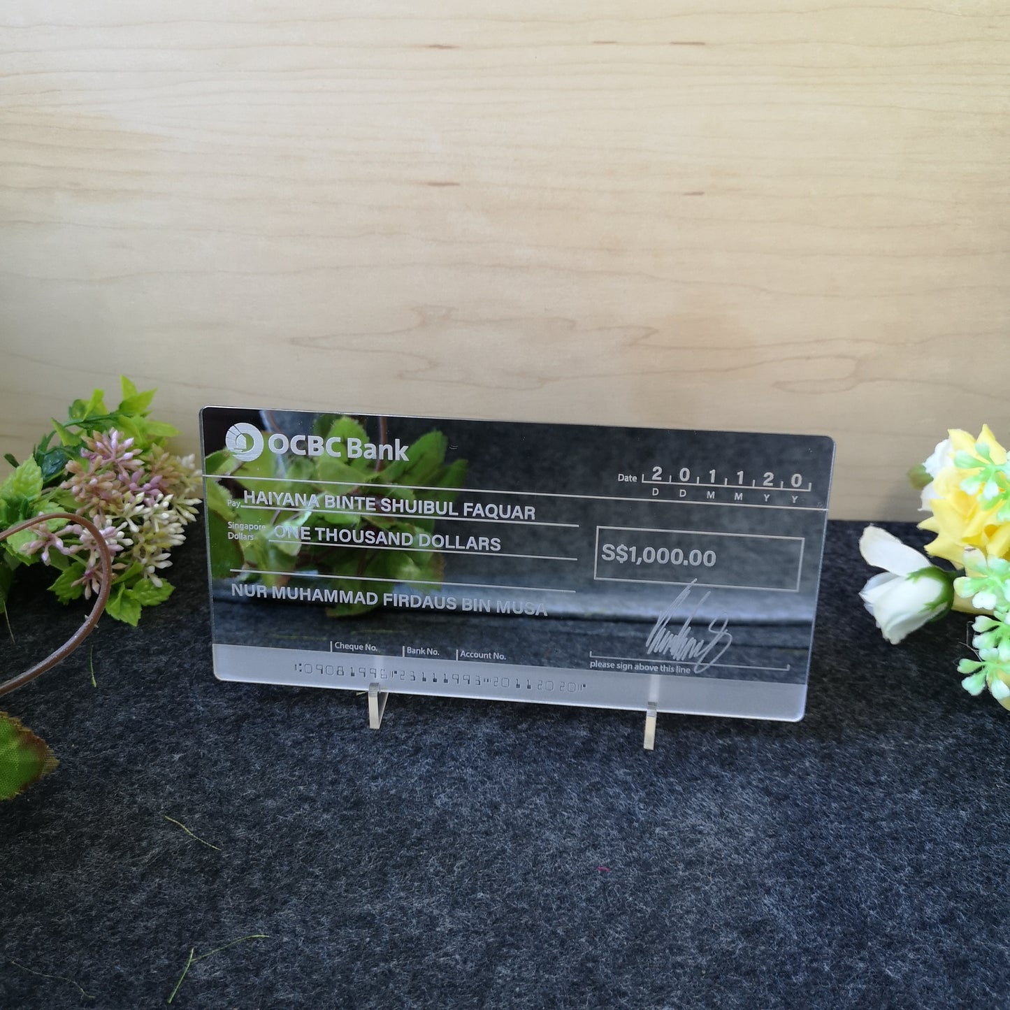 mock up cheque hantaran