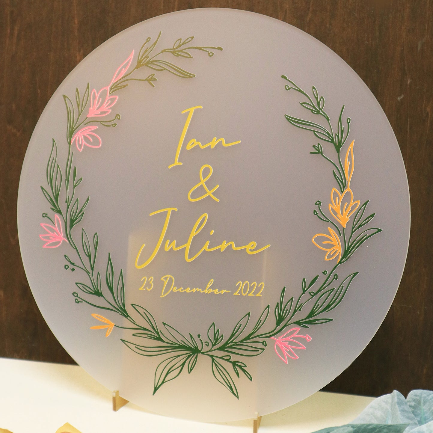 Welcome Wedding Sign - Round Sign UV Printed