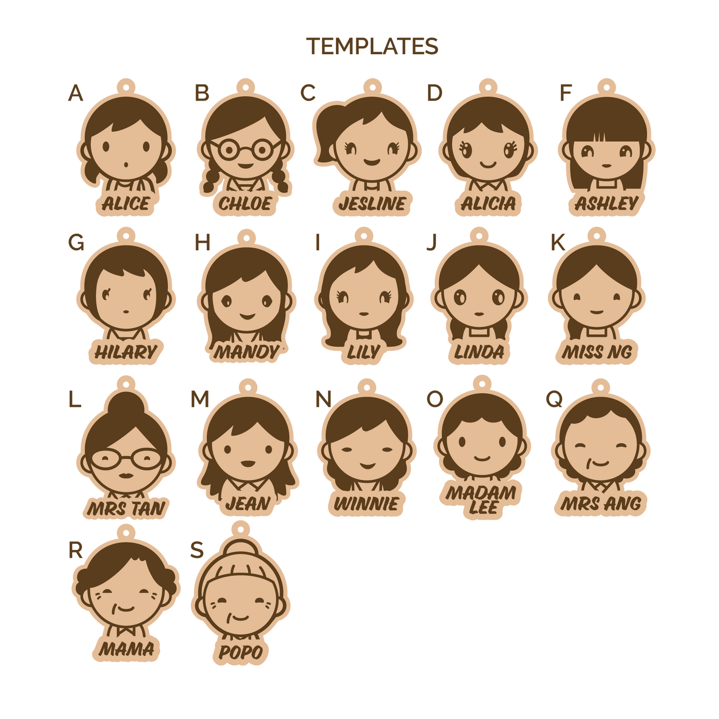 Wooden Keychains - Personalized Wood Keychains Cute Character