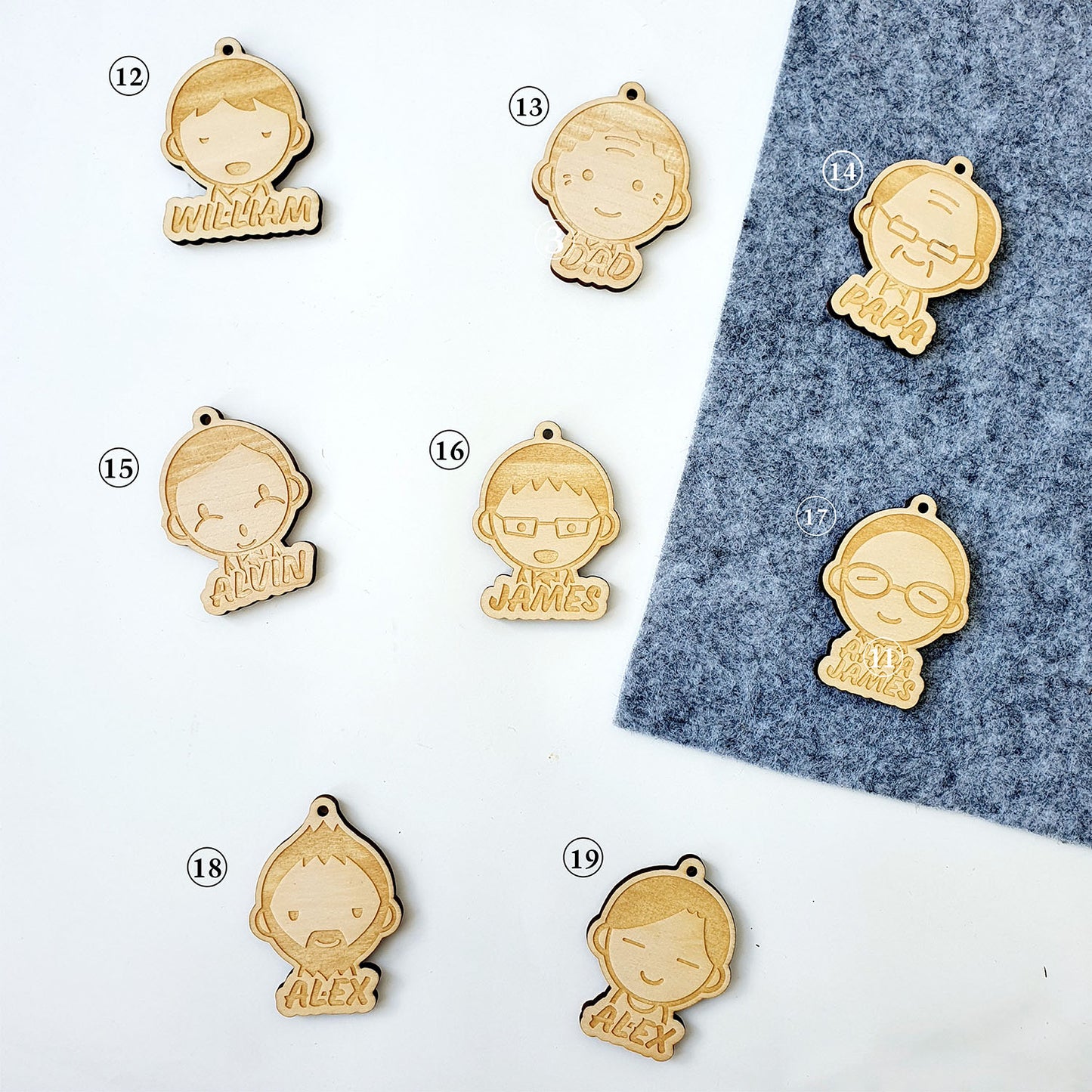 Engraved Wooden Keychains Cute Character Man - Clik Clok