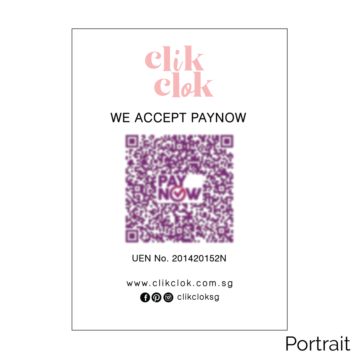 Payment/QR Pop up Acrylic Sign - Clik Clok