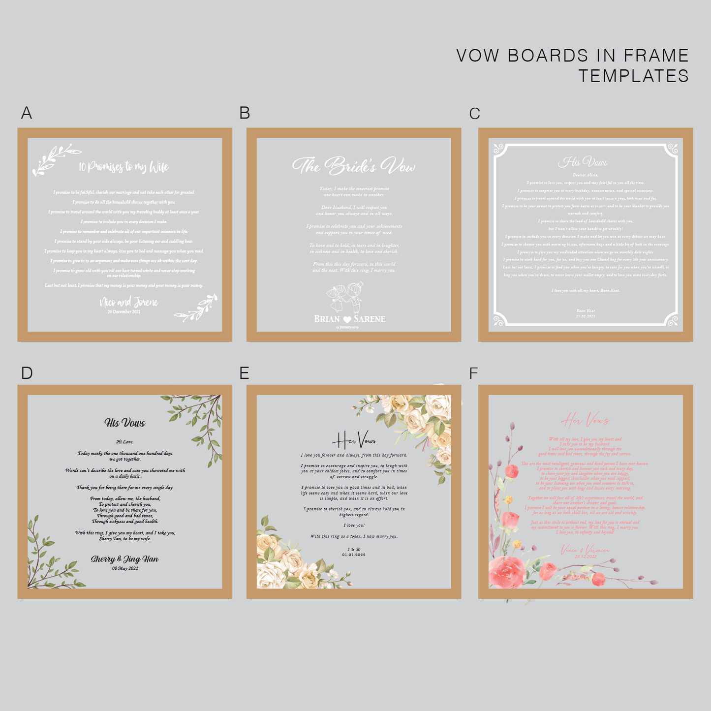 Vow Boards in Frame - Clik Clok