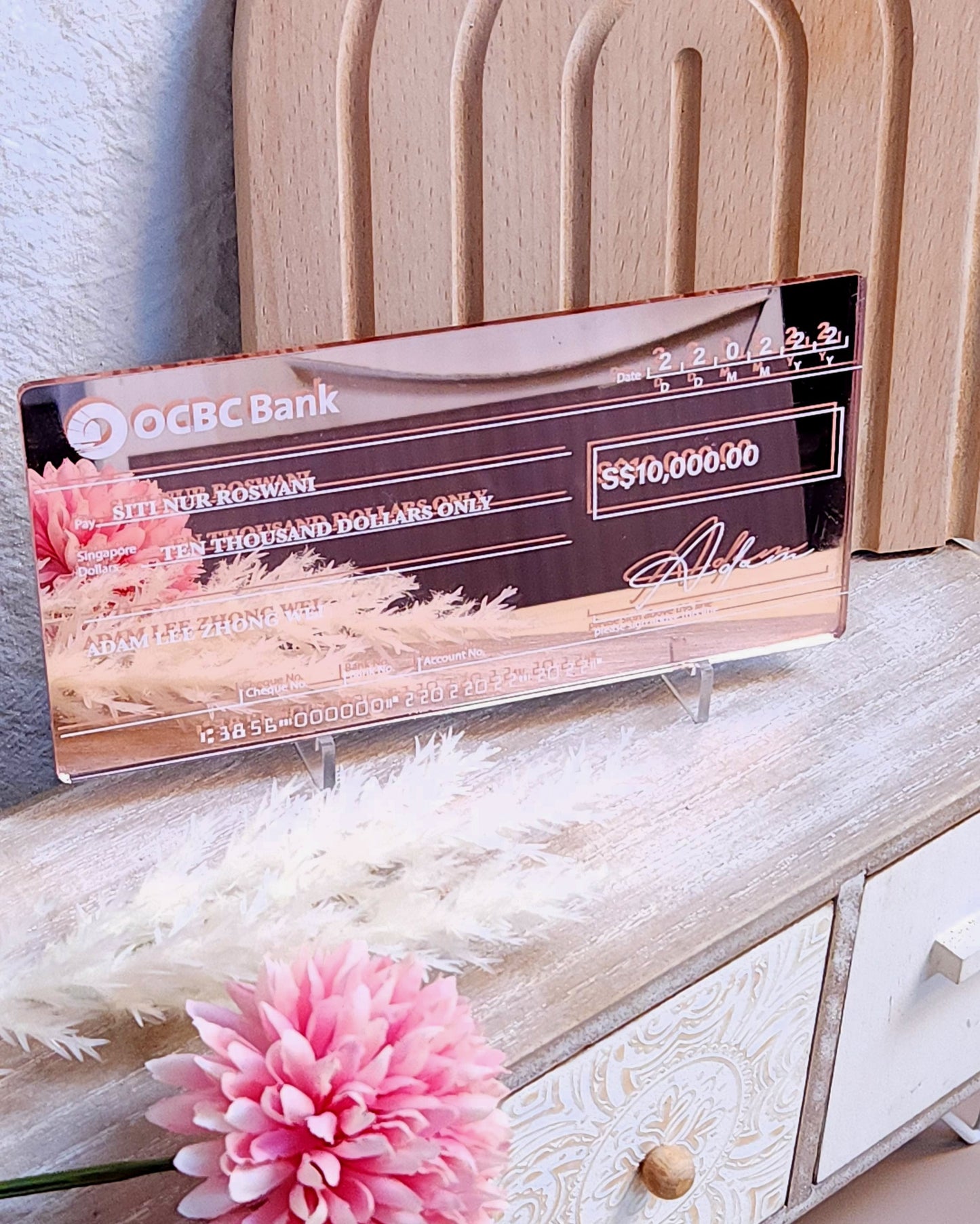 mock up cheque mock cheque hantran display wedding nikah wedding singapore