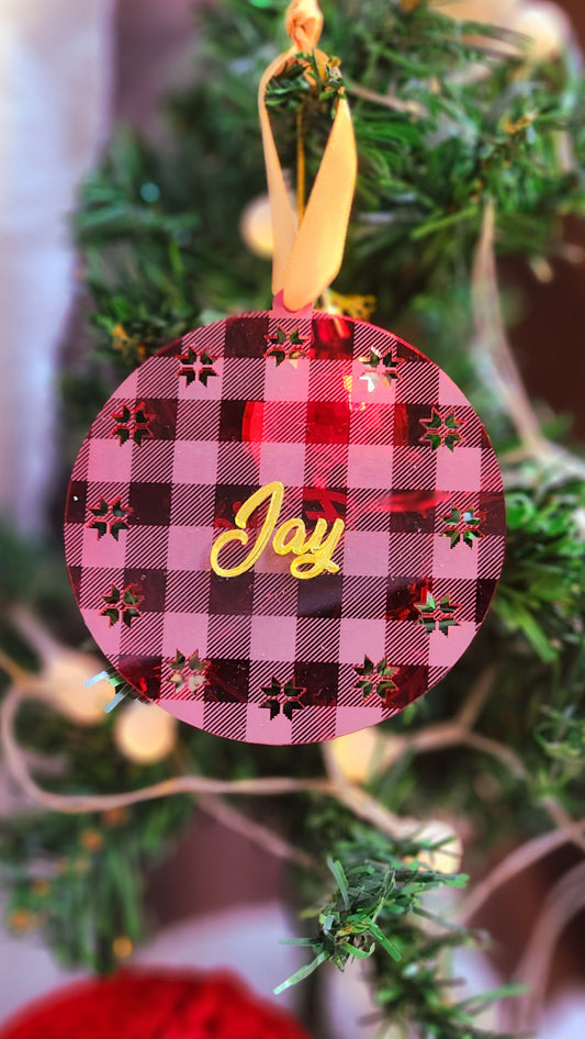 Christmas Bauble Ornament - Tartan Knit
