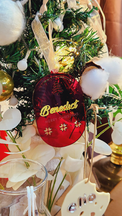 Christmas Bauble Ornament - Oval Knit with Message