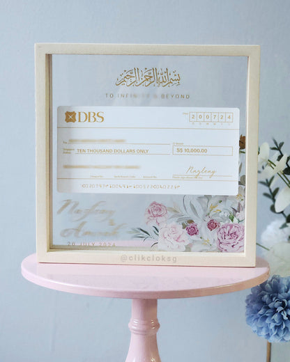 mock cheque hantaran cheque display nikah dulang tray muslim wedding singapore wedding bride to be