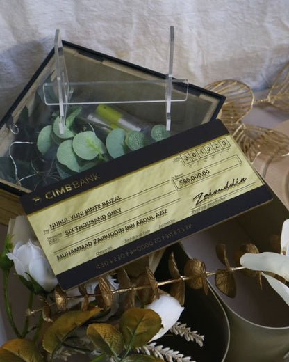 Mock Cheque Hantaran - Gold Mirror (Black Printed)