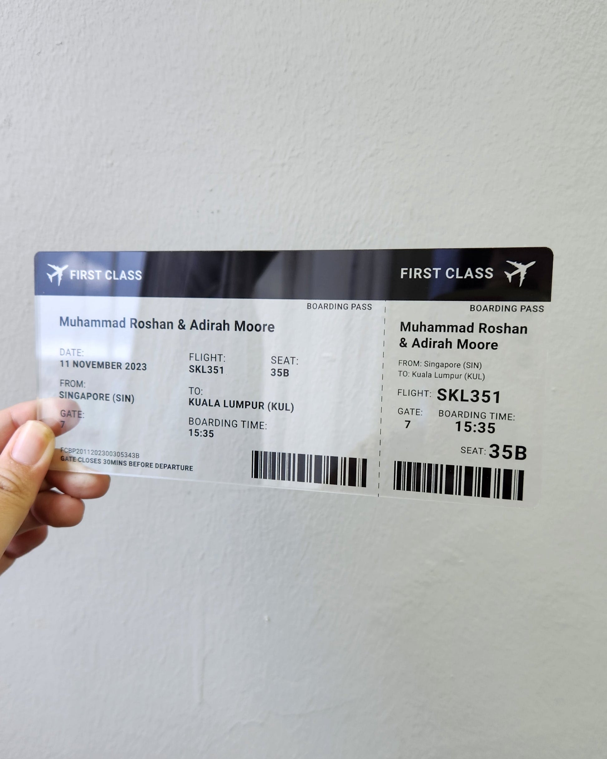 Acrylic Boarding Pass Acrylic Custom Plaque