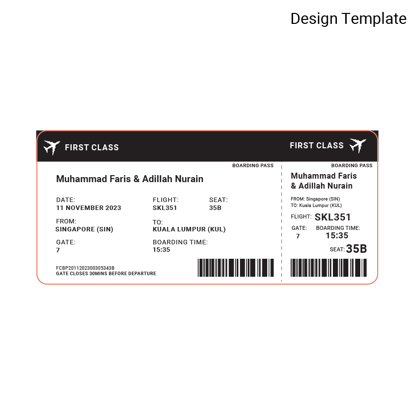 Personalized Acrylic Boarding Pass