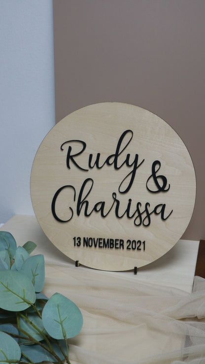Wedding Welcome Sign - Round Signage Wood 3D Lettering