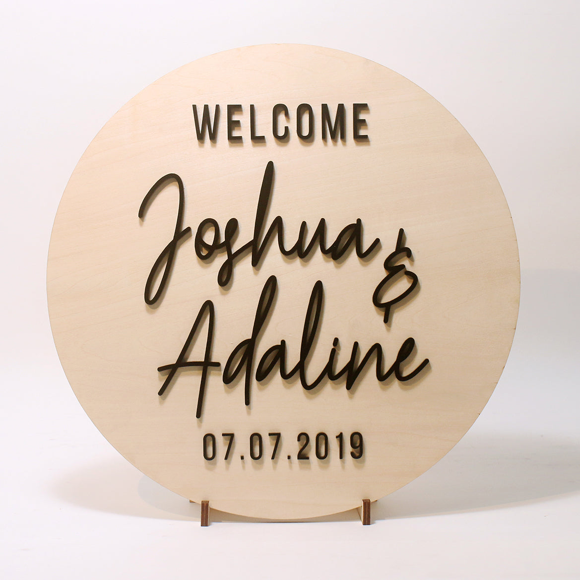 Wedding Welcome Sign - Round Signage Wood 3D Lettering