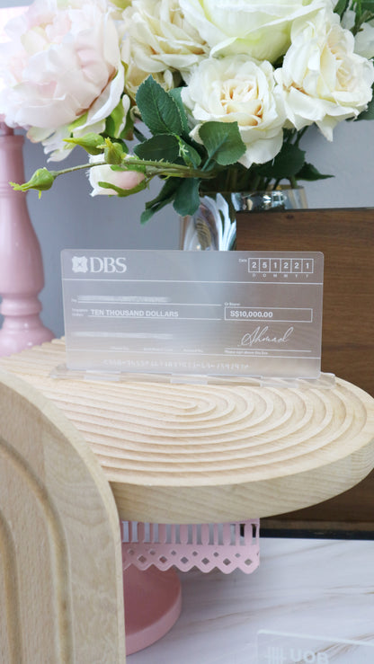 Mock Cheque Hantaran - Frosted acrylic Mock Up Cheque