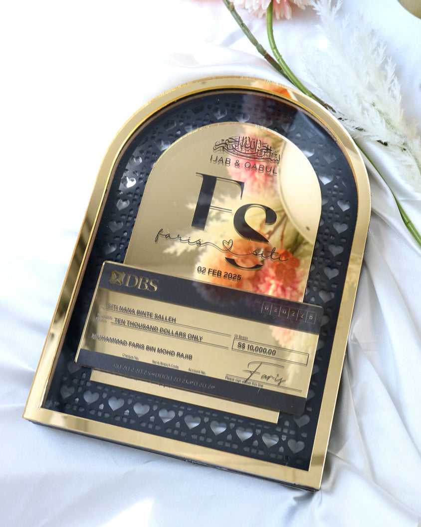 mock cheque display cheque hantaran dulang trays singapore weddings