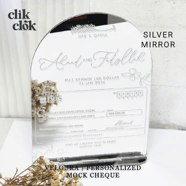 Veloura Mock Cheque Display Hantaran Mock Cheque Acrylic Mock Cheque Dulang Tray