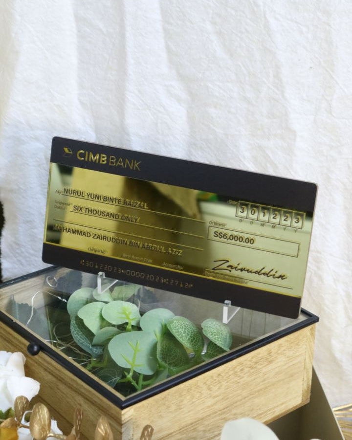 mock cheque display hantaran wedding nikah wedding singapore weddings muslim