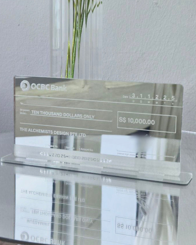 Award Prize Presentation Mock Cheque Display Mirror Gift Cheque