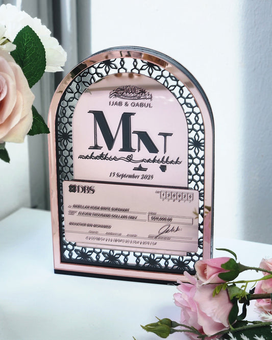 nikah wedding singapore cheque display mirror customised