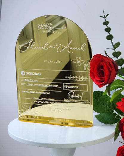Personalized Mock Cheque Display - Veloura