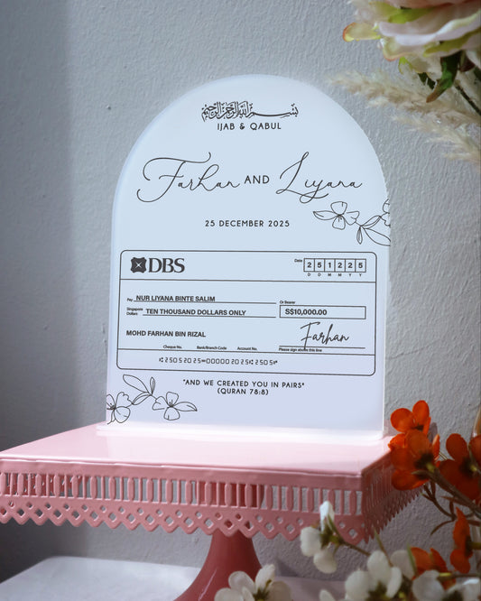 mock cheque hantaran display mahar nikah wedding singapore weddings muslim malays indonesia mas kahwin