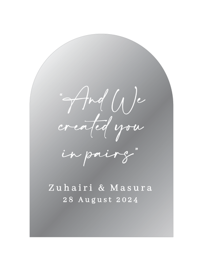 Wedding Welcome Sign - And We Created You in Pairs