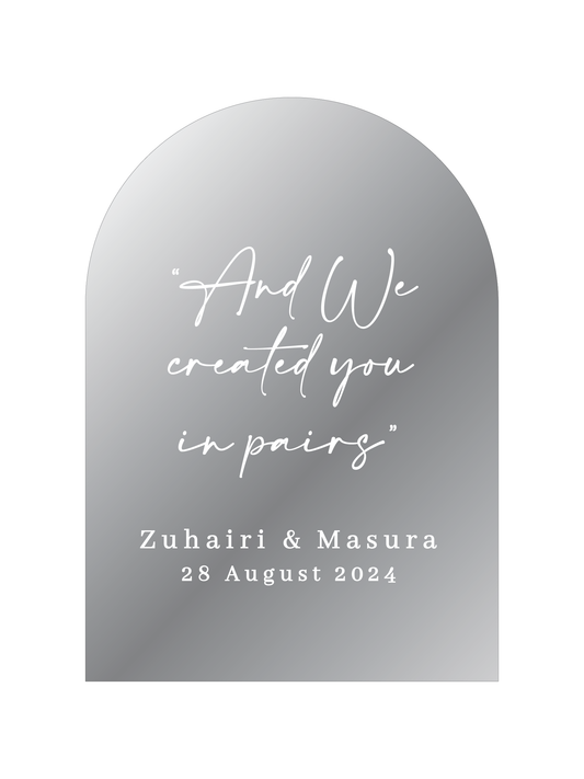 Wedding Welcome Sign - And We Created You in Pairs