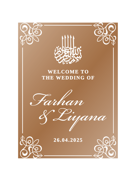 Personalised Wedding Welcome Sign - Nikah Elegance