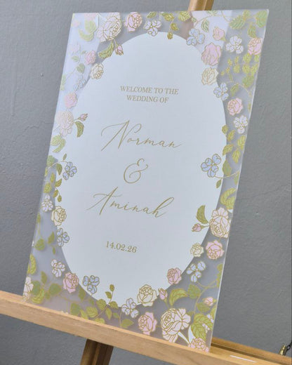 Floral Whisper Wedding Sign Welcome Sign Personalized UV Print Entrance Customised Singapore