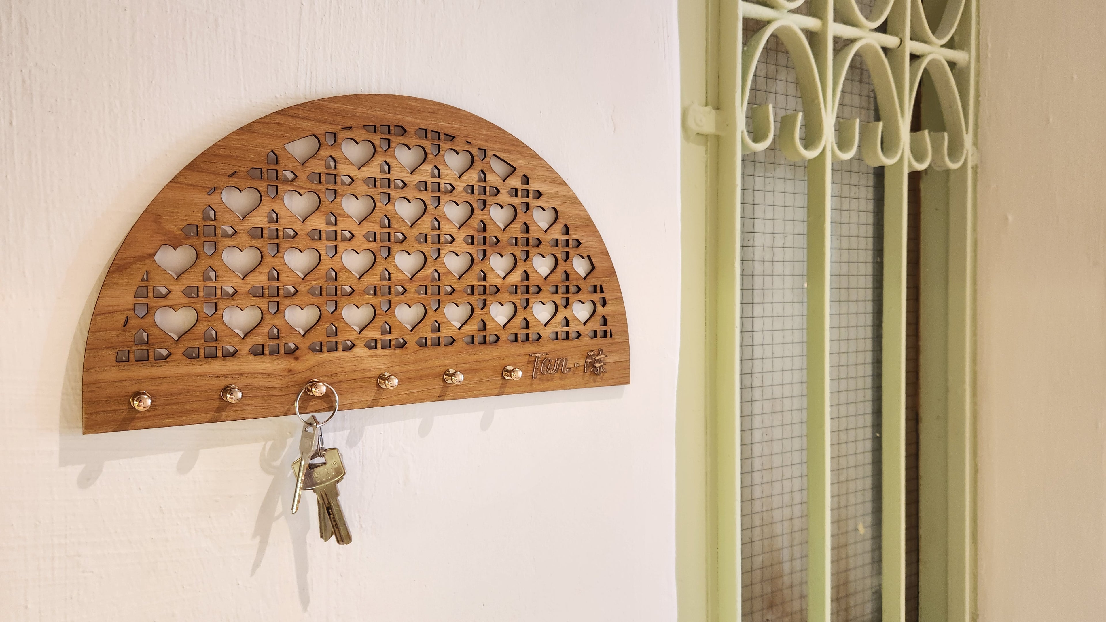 rattan cut boho key holder home decor
