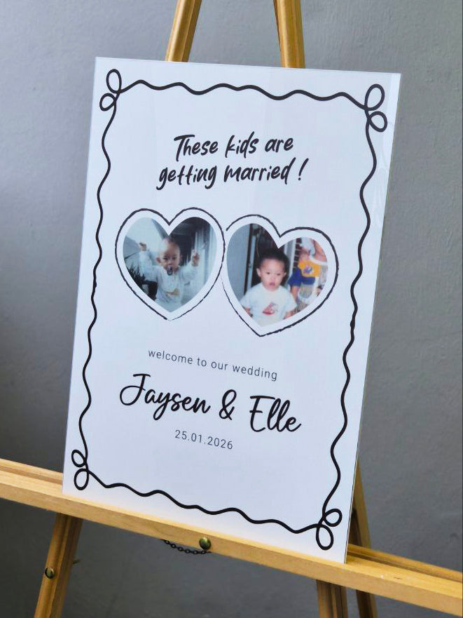 these kids are getting married wedding sign welcome uvprint signage sign custom couples kids photos child