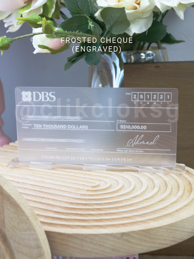 Self Standing Mock Cheque Hantaran - Frosted Acrylic