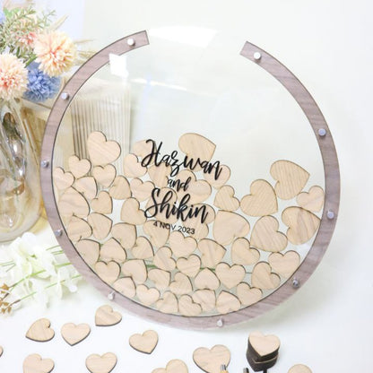 heartdrop guestbook wedding guestbook reception heart chips sign off well wishes event big days signmaker laser cut uv printing wedding singapore