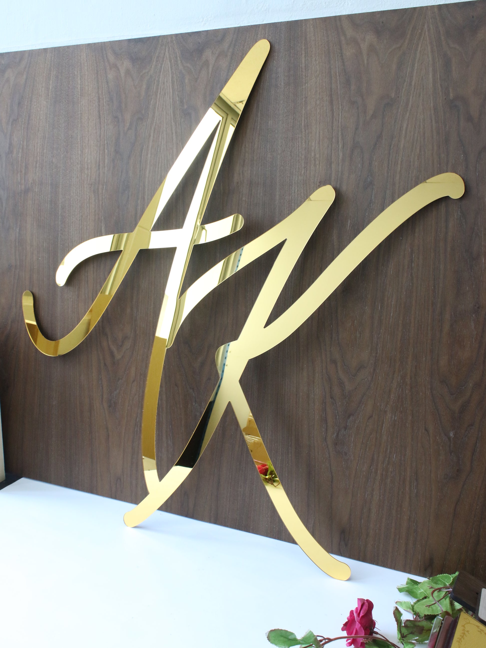 Backdrop Sign Monogram Wedding Sign Gold Mirror Acrylic Initial Name Signs