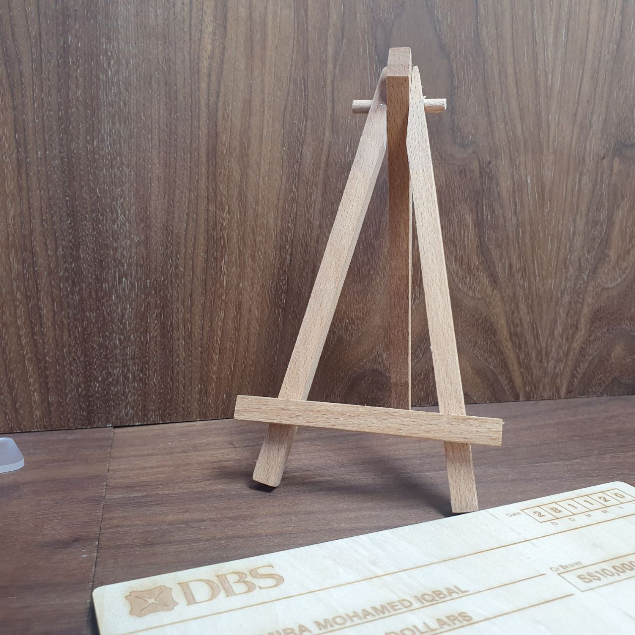 Light Wood Mock up Cheque - Clik Clok