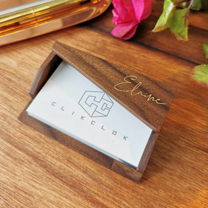 Business Card Holder Wood A - Clik Clok