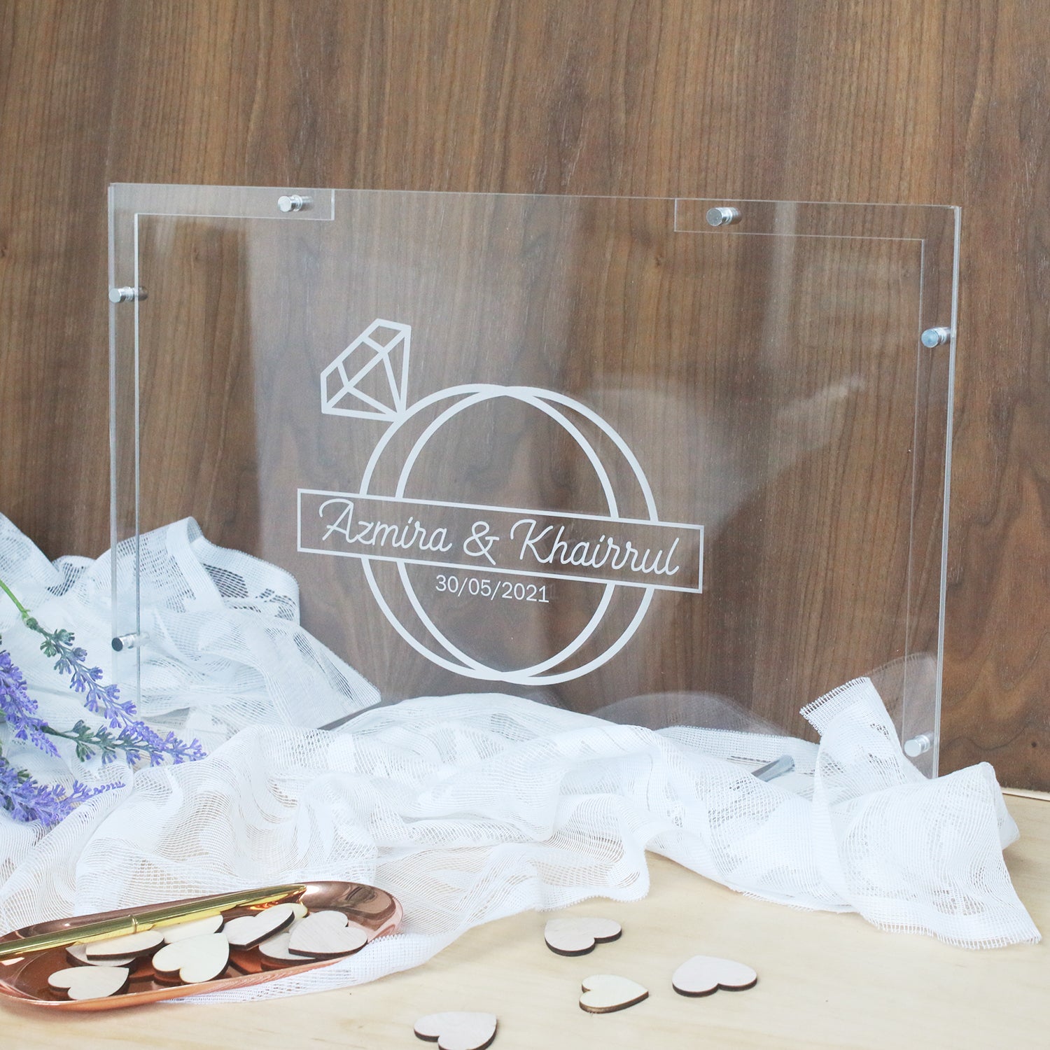 A3 Heartdrop Acrylic Wedding Guestbook - Clik Clok