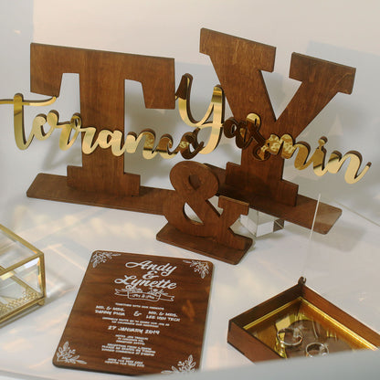 Wooden Name Signs Initials - Clik Clok