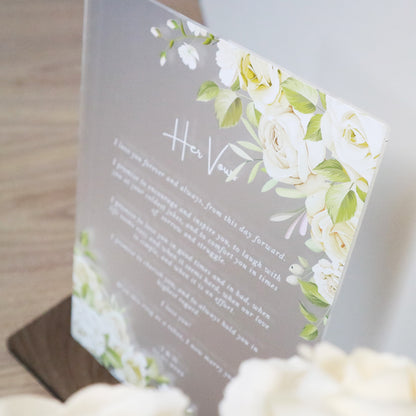 wedding reception decor vow board frosted printed