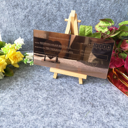 mock up cheque hantaran frame gift wedding decor ideas singapore acrylic cheques gift trays muslim malay weddings prize presentation anniversary award