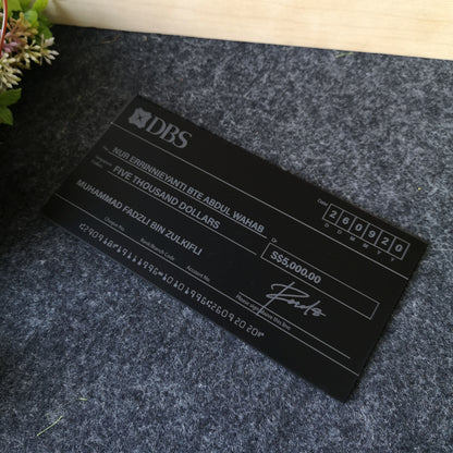 Mock Up Wedding Cheque (Classic Matte Black - Grey Text) - Clik Clok