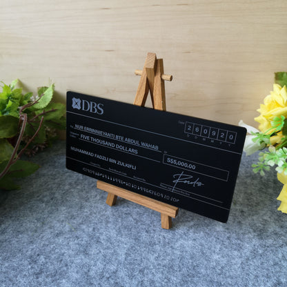 Mock Up Wedding Cheque (Classic Matte Black - Grey Text) - Clik Clok