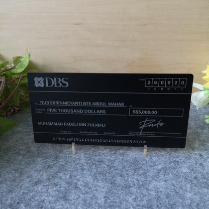 Mock Up Wedding Cheque (Classic Matte Black - Grey Text) - Clik Clok