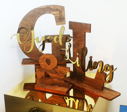 Wooden Name Signs Initials - Clik Clok