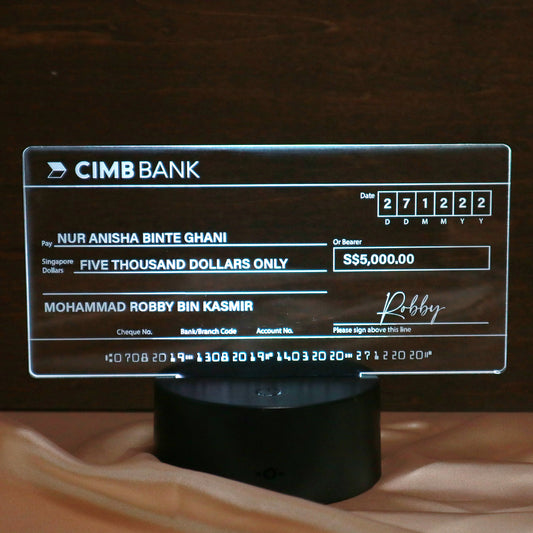 Mock Cheque Hantaran - LED Light Base Mock up Cheque