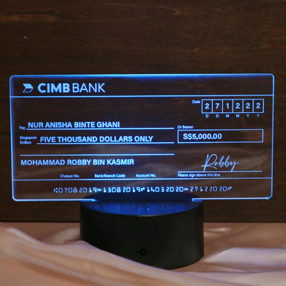 Mock Cheque Hantaran - LED Light Base Mock up Cheque