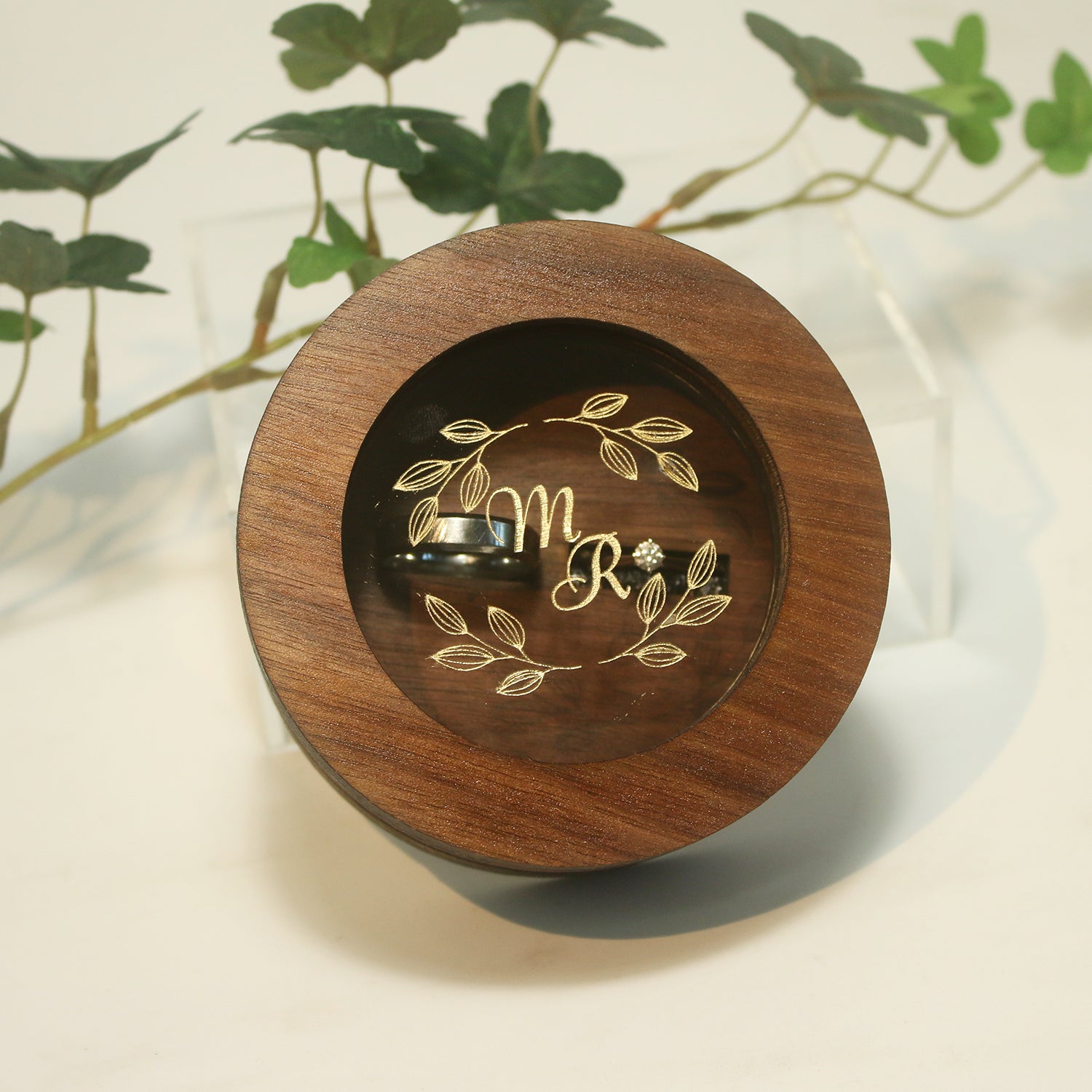 Wedding Ring Holder Round Ring Box - Clik Clok