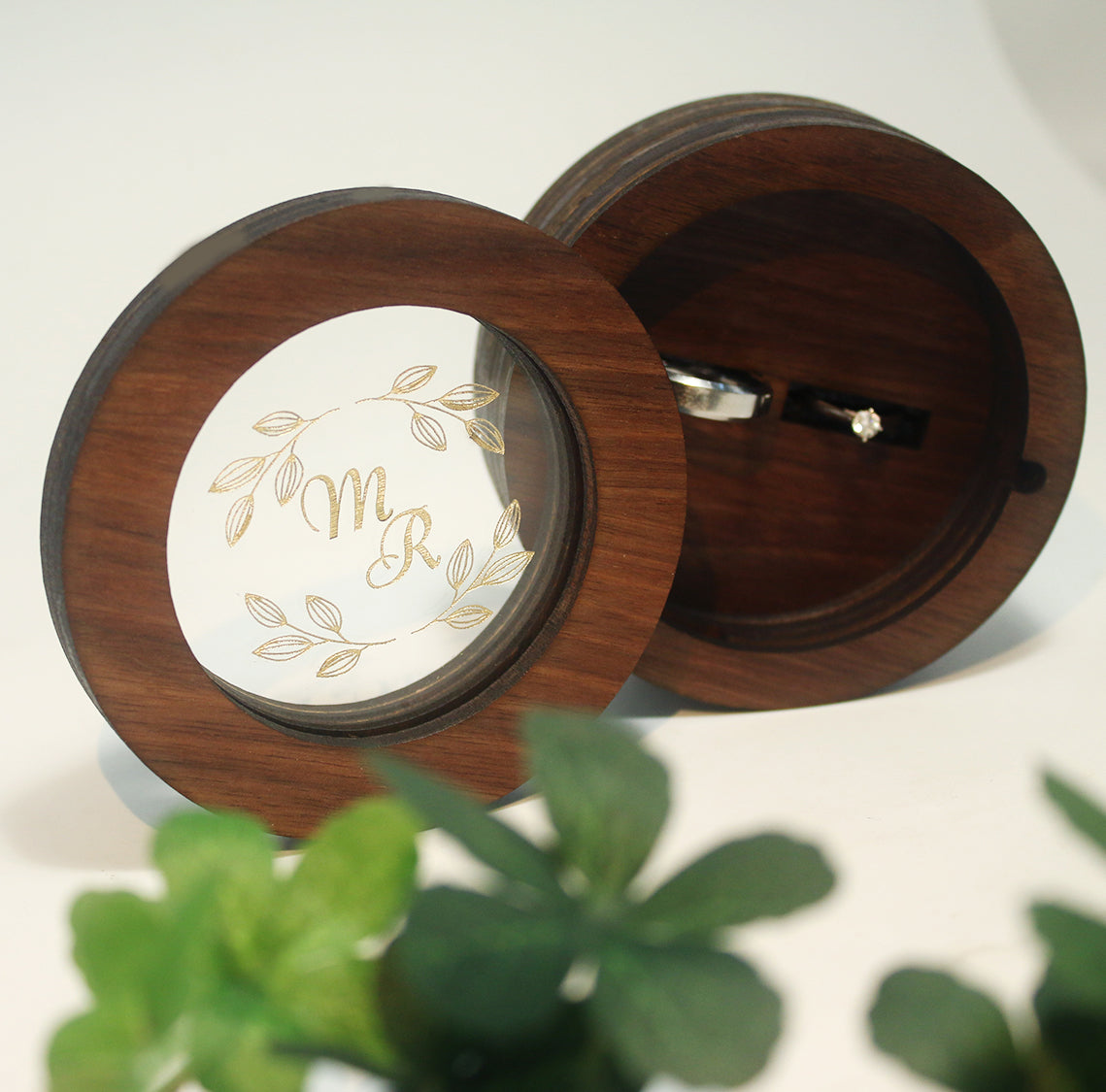 Wedding Ring Holder Round Ring Box - Clik Clok